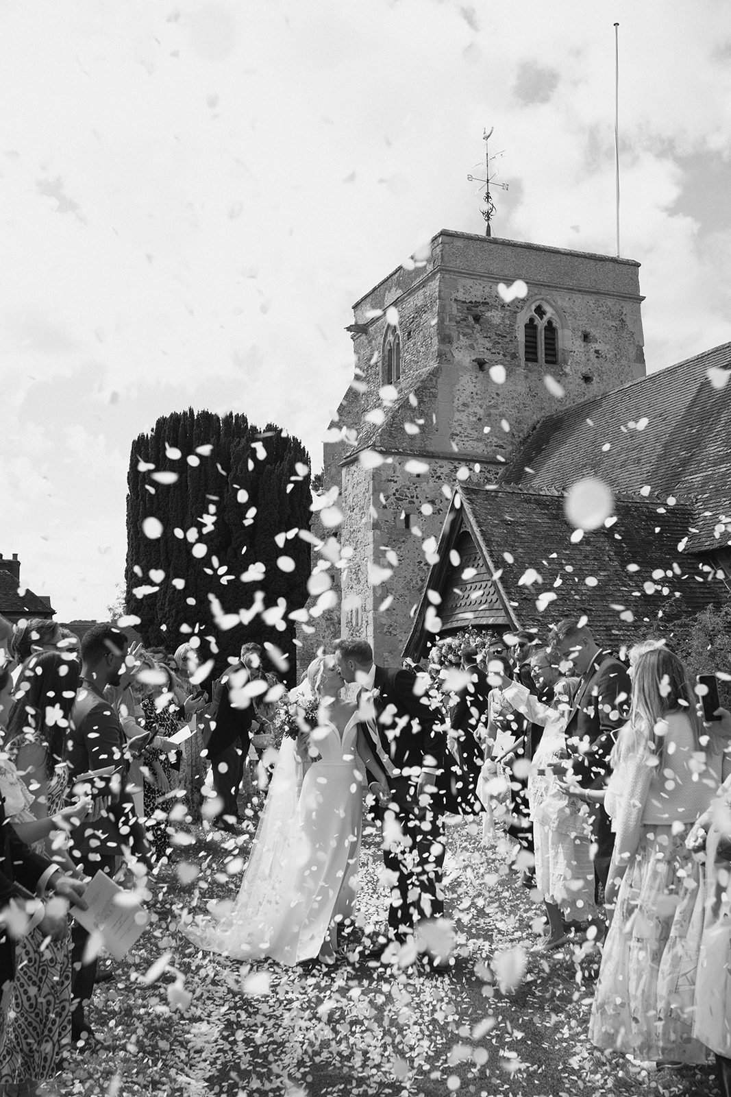 confetti outside the church